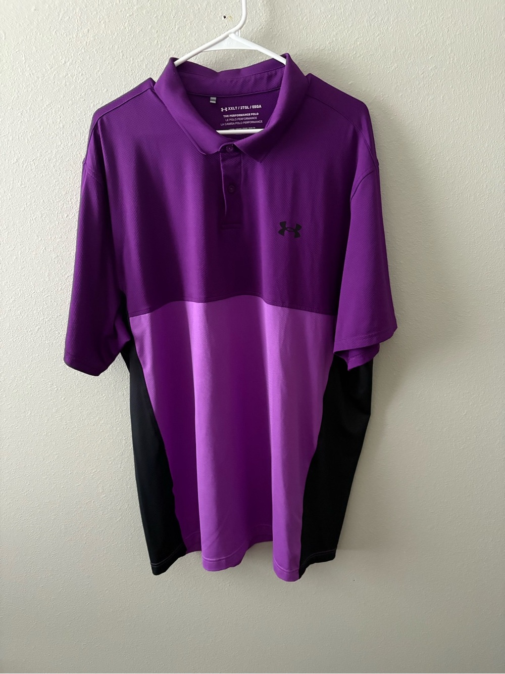 Under Armour Men’s Two-Tone Purple Polo with Black Side Panels